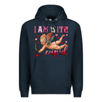 Navy i am with cupid Premium Hoodie - OliviaCreatesArt
