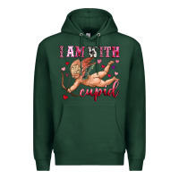 Sports Green i am with cupid Premium Hoodie - OliviaCreatesArt