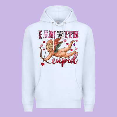 I Am With Cupid Premium Hoodie Designed By Oliviacreatesart