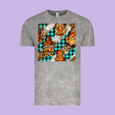Thanksgiving Gnomies With Leopard And Tartan Seamless Pattern Bbs Vintage Tee Designed By Bundleandbundleshop