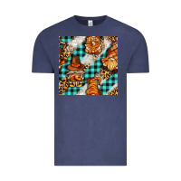 Vintage Denim thanksgiving gnomies with leopard and tartan seamless pattern bbs Vintage Tee - BundleAndBundleShop