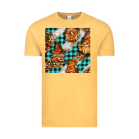 Vintage Mustard thanksgiving gnomies with leopard and tartan seamless pattern bbs Vintage Tee - BundleAndBundleShop