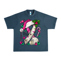 Midnight Navy Pink Christmas Breast Cancer Ribbon Volleyball Urban Heavy Tee - BundleAndBundleShop