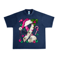 Pink Christmas Breast Cancer Ribbon Volleyball Urban Heavy Tee | Teevron