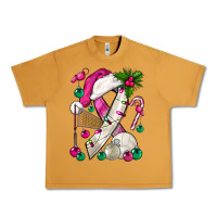 Peanut Butter Pink Christmas Breast Cancer Ribbon Volleyball Urban Heavy Tee - BundleAndBundleShop