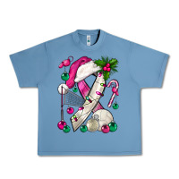 Pebble Blue Pink Christmas Breast Cancer Ribbon Volleyball Urban Heavy Tee - BundleAndBundleShop
