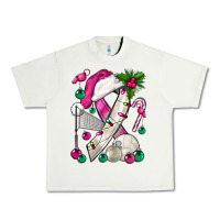 Pistachio Pink Christmas Breast Cancer Ribbon Volleyball Urban Heavy Tee - BundleAndBundleShop