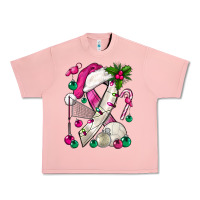 Salmon Pink Christmas Breast Cancer Ribbon Volleyball Urban Heavy Tee - BundleAndBundleShop