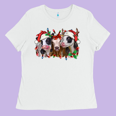 Funny Christmas Heifers Ladies Tee Designed By Jasminsmagicworld