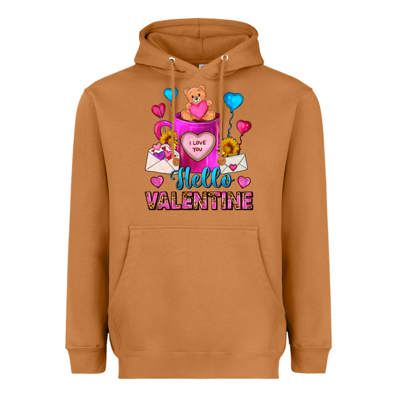 Hello Valentine Valentines Day Coffee Mug Heavyweight Hoodie by FaDigitalArtStudio | Teevron