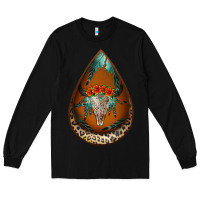 Black leopard bullskull teardrop earrings Long Sleeve Tee - Jasminsmagicworld