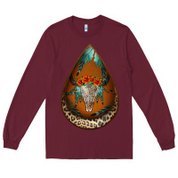Burgundy leopard bullskull teardrop earrings Long Sleeve Tee - Jasminsmagicworld