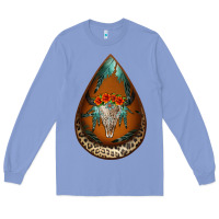 Colony Blue leopard bullskull teardrop earrings Long Sleeve Tee - Jasminsmagicworld