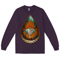 Plum leopard bullskull teardrop earrings Long Sleeve Tee - Jasminsmagicworld