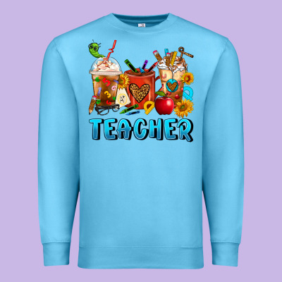 Teacher Coffee Cups Premium Sweatshirt Designed By Fadigitalartstudio