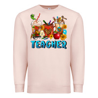 Pale Pink Teacher Coffee Cups Premium Sweatshirt - FaDigitalArtStudio