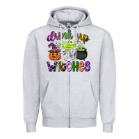 Heather Grey drink up witches Zipper Hoodie - CowGirlArtShop
