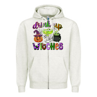 Oatmeal Heather drink up witches Zipper Hoodie - CowGirlArtShop