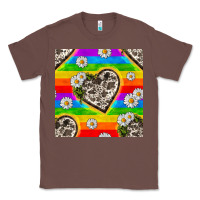 Chestnut Pride LGBTQ+ Cowhide Hearts And Daisy Patterns Classic Tee - BundleAndBundleShop