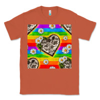 Copper Pride LGBTQ+ Cowhide Hearts And Daisy Patterns Classic Tee - BundleAndBundleShop