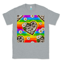 Heather Grey Pride LGBTQ+ Cowhide Hearts And Daisy Patterns Classic Tee - BundleAndBundleShop