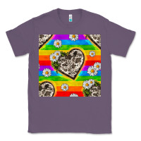 Lavender Pride LGBTQ+ Cowhide Hearts And Daisy Patterns Classic Tee - BundleAndBundleShop