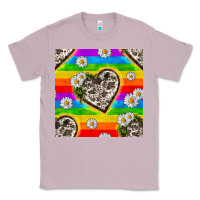 Lilac Pride LGBTQ+ Cowhide Hearts And Daisy Patterns Classic Tee - BundleAndBundleShop