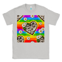 Moon Dust Pride LGBTQ+ Cowhide Hearts And Daisy Patterns Classic Tee - BundleAndBundleShop