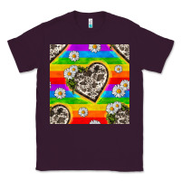 Plum Pride LGBTQ+ Cowhide Hearts And Daisy Patterns Classic Tee - BundleAndBundleShop