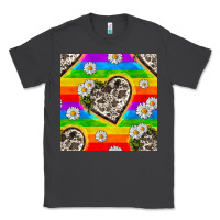 Smoke Pride LGBTQ+ Cowhide Hearts And Daisy Patterns Classic Tee - BundleAndBundleShop