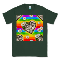 Sports Green Pride LGBTQ+ Cowhide Hearts And Daisy Patterns Classic Tee - BundleAndBundleShop