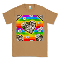 Toasted Coconut Pride LGBTQ+ Cowhide Hearts And Daisy Patterns Classic Tee - BundleAndBundleShop