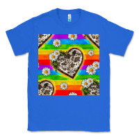 True Royal Pride LGBTQ+ Cowhide Hearts And Daisy Patterns Classic Tee - BundleAndBundleShop