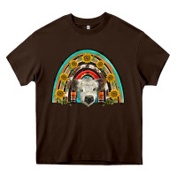 Chocolate Brown scottish white calf  rainbow Heavy Core Tee - BarkalooDesign