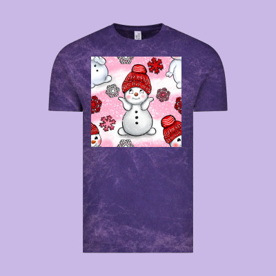Cute Snowman And Snow Flakes Seamless Pattern Bbs Vintage Tee Designed By Bundleandbundleshop