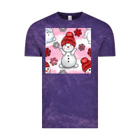 Cloud Purple cute snowman and snow flakes seamless pattern bbs Vintage Tee - BundleAndBundleShop