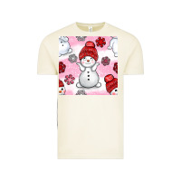 Vintage Arctic cute snowman and snow flakes seamless pattern bbs Vintage Tee - BundleAndBundleShop