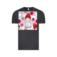 Vintage Black cute snowman and snow flakes seamless pattern bbs Vintage Tee - BundleAndBundleShop