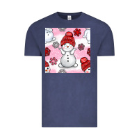 Vintage Denim cute snowman and snow flakes seamless pattern bbs Vintage Tee - BundleAndBundleShop