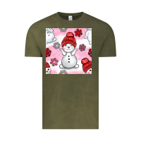Vintage Olive cute snowman and snow flakes seamless pattern bbs Vintage Tee - BundleAndBundleShop