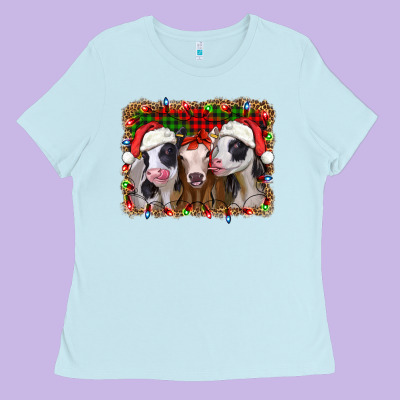 Christmas Heifers Ladies Tee Designed By Jasminsmagicworld