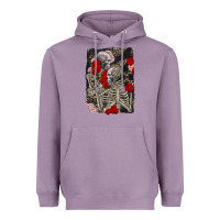 Lavender Two skeletons hugging Valentine's Day Heavyweight Hoodie - FaDigitalArtStudio
