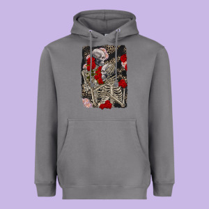 Two Skeletons Hugging Valentine's Day Heavyweight Hoodie Designed By Fadigitalartstudio