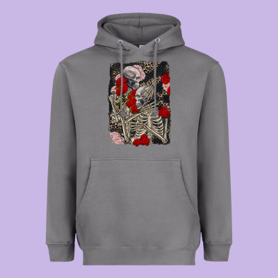 Two Skeletons Hugging Valentine's Day Heavyweight Hoodie Designed By Fadigitalartstudio