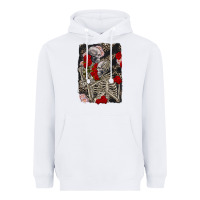 White Two skeletons hugging Valentine's Day Heavyweight Hoodie - FaDigitalArtStudio