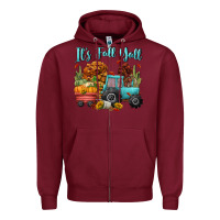 Burgundy its fall yall Zipper Hoodie - CowGirlArtShop