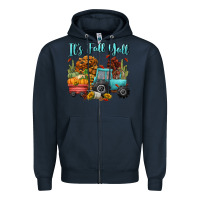 Navy its fall yall Zipper Hoodie - CowGirlArtShop