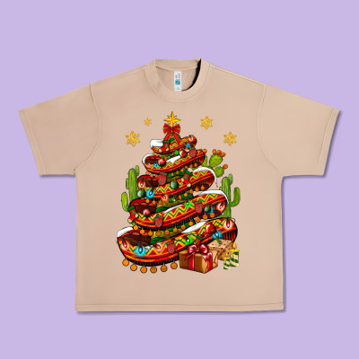 Christmas Feliz Navidad Sombrero Tree Urban Heavy Tee Designed By Bundleandbundleshop