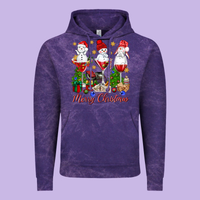 Merry Christmas Wine And Cocktails Vintage Hoodie Designed By Nancycooperartshop