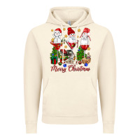 Vintage Artic Merry Christmas wine and cocktails Vintage Hoodie - NancyCooperArtShop